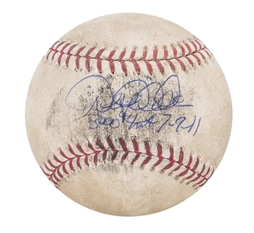 Derek Jeter Game Used and Signed Baseball from July 9th, 2011 DJ 3K Day with "3000 Hit 7-9-11" Inscription (MLB Authenticated and Steiner)